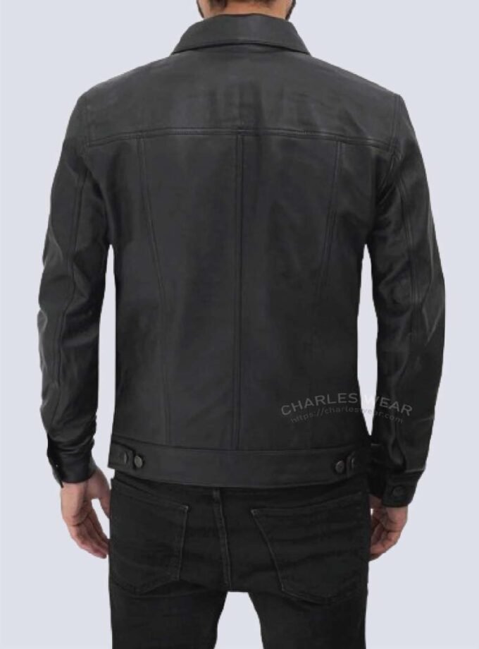 Fernando Black Leather Trucker Jacket