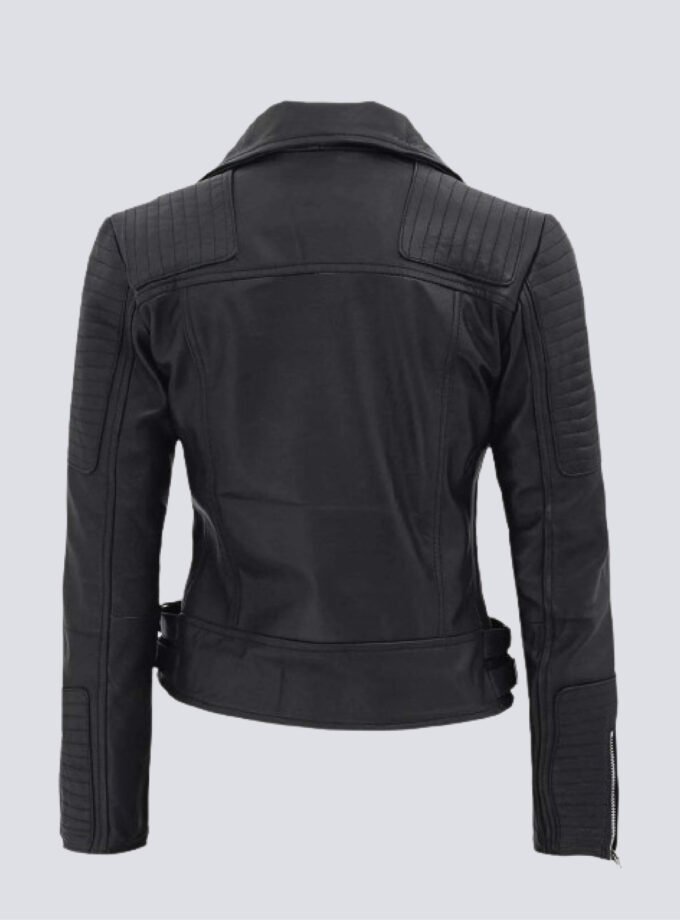 Bari Black Womens Premium Leather Biker Jacket