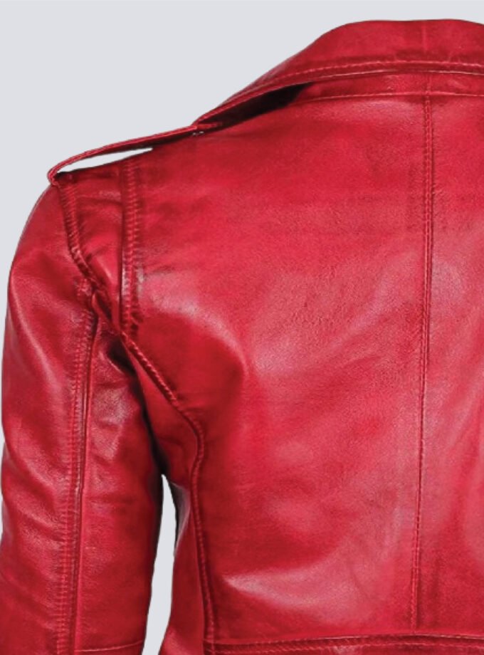 Margaret Red Ladies Biker Leather Jacket