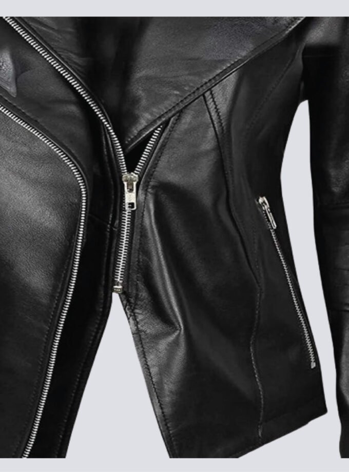 Monica Black Slim Fit Leather Jacket For Women