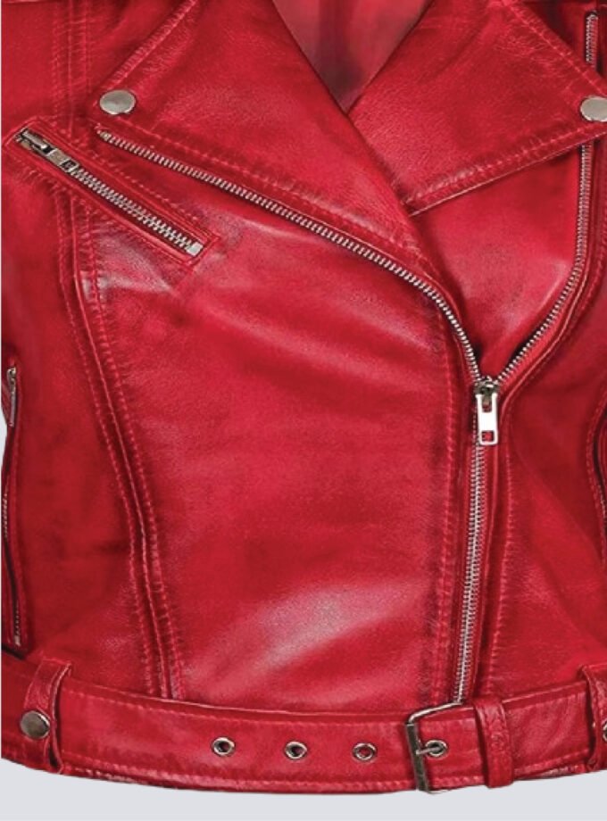 Margaret Red Ladies Biker Leather Jacket
