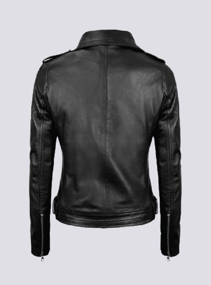 Womens Leather Asymmetrical Black Biker Jacket