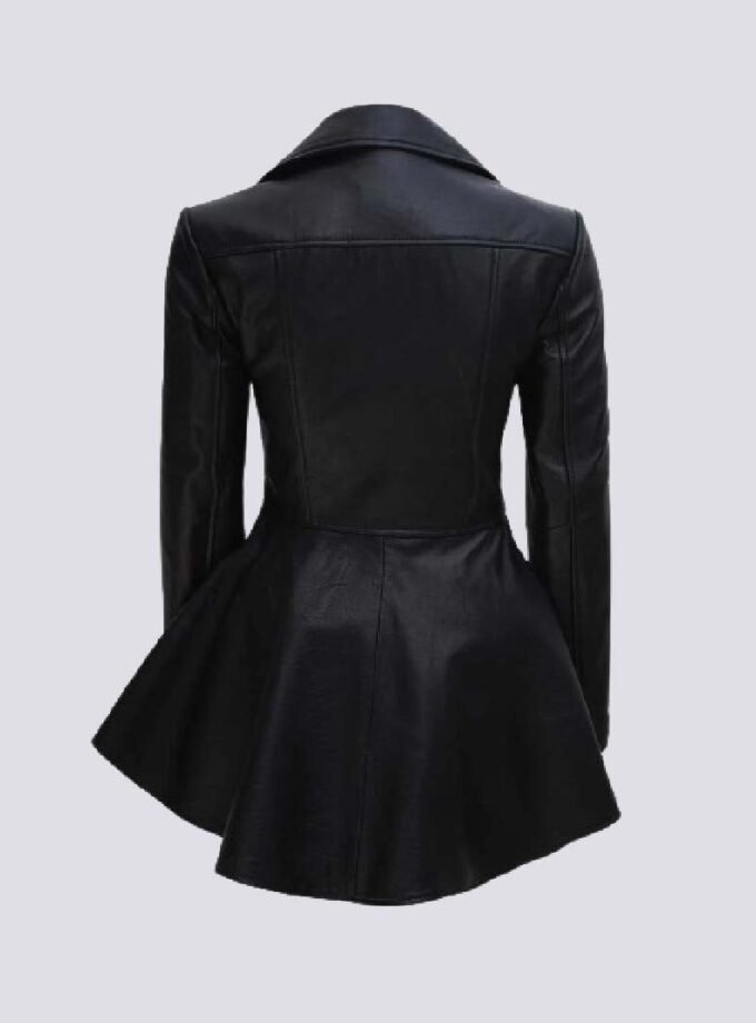 Womens Black Peplum Leather Jacket