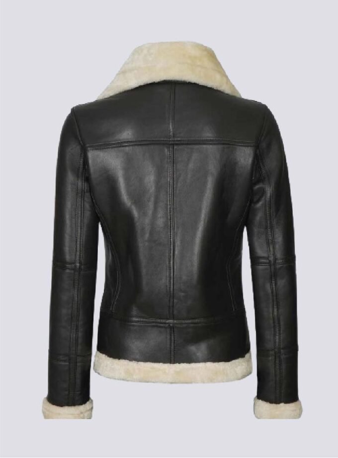 Women's Brown Shearling Leather Bomber Jacket