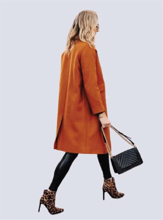 Womens Copper Brown Regular Fit Wool Coat