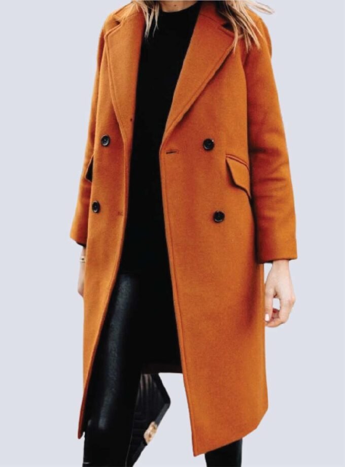 Womens Copper Brown Regular Fit Wool Coat