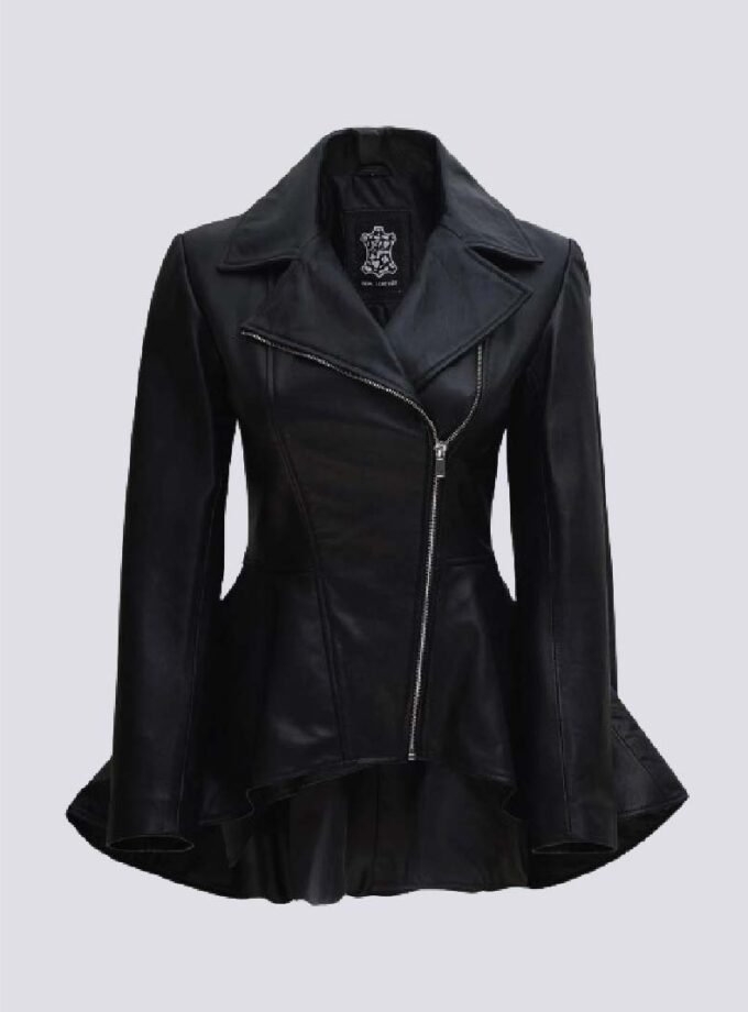 Womens Black Peplum Leather Jacket