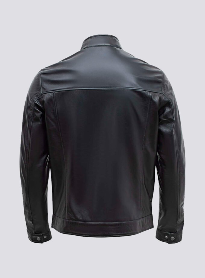 Lamb Leather Clean Style Black Jacket for Men – Slim Fit